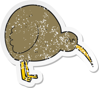 Bir insan tarafından çizilmiş kivi kuşunun gerilmiş yapıştırması.