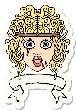 Retro Dövme Tarzı Elf Barbar karakter yüzü Bir insan tarafından çizilmiş pankartıyla