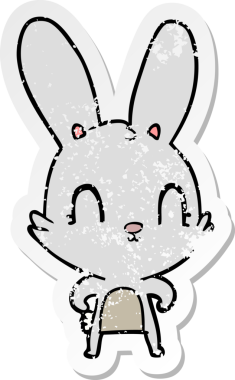Bir insan tarafından çizilmiş şirin bir tavşanın sıkıntılı çıkartması.