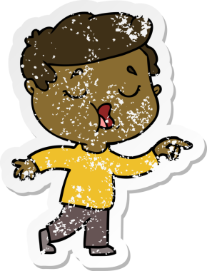 Bir insan tarafından çizilmiş karikatür adamın sıkıntılı çıkartması.