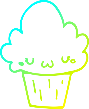 Bir insan tarafından çizilmiş soğuk gradyan bir çizgi film keki çizimi