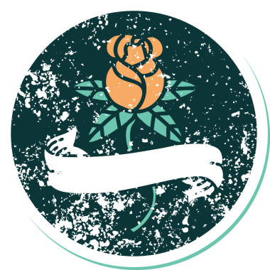 Bir insan tarafından çizilmiş gül ve pankartın sembolik dövmeli görüntüsü