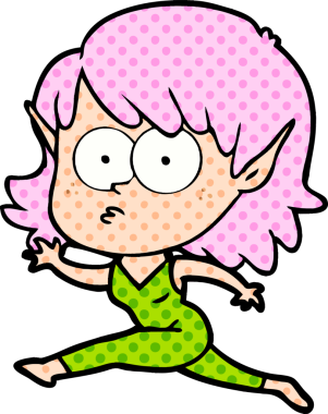 Bir insan tarafından çizilen çizgi filmdeki elf kızı.