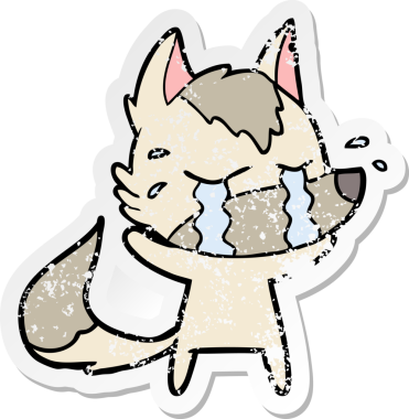 Bir insan tarafından çizilmiş ağlayan bir karikatür çıkartması.