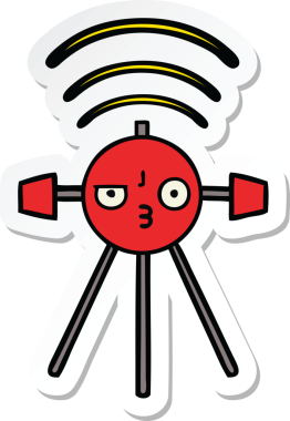 Bir insan tarafından çizilmiş şirin bir çizgi film uydusunun çıkartması.