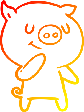 Bir insan tarafından çizilmiş mutlu çizgi film domuzu çizimi.