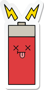 Bir insan tarafından çizilmiş şirin bir karikatür aküsünün çıkartması.