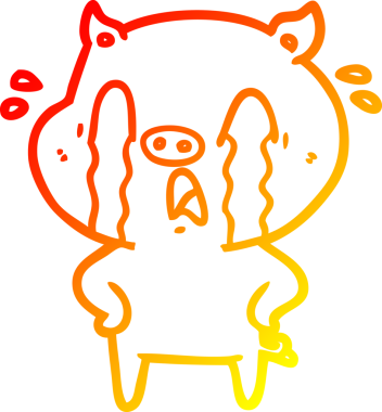 Bir insan tarafından çizilmiş, ağlayan bir domuz çizgi filmi.