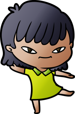 Bir insan tarafından çizilmiş karikatür kadın.