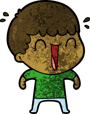 Bir insan tarafından çizilmiş gülen karikatür adam.