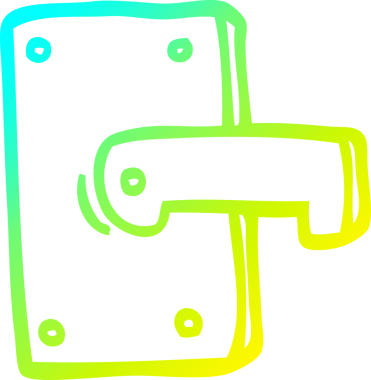 Bir insan tarafından çizilmiş metal bir kapı kolunun soğuk eğim çizgisi.