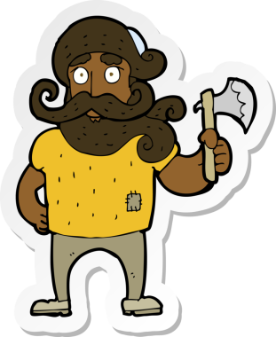 Bir insan tarafından çizilmiş baltalı bir oduncunun çıkartması.