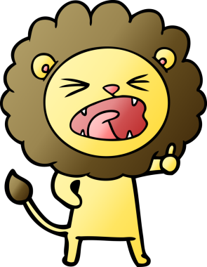 Bir insan tarafından çizilmiş çizgi film aslanı.