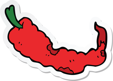 Bir insan tarafından çizilmiş kırmızı biberin çıkartması.