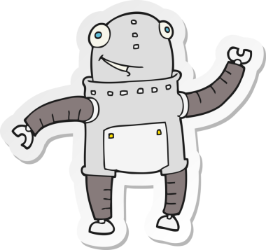 Bir insan tarafından çizilmiş robot karikatür çıkartması.