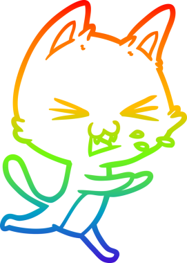 Gökkuşağı gradyan çizgi çizimi Bir insan tarafından çizilmiş bir çizgi kedi tıslama