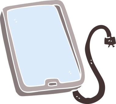 bir insan tarafından çizilmiş düz renk çizgi film bilgisayar tableti