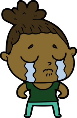 Bir insan tarafından çizilmiş ağlayan sert kadın çizgi filmi.