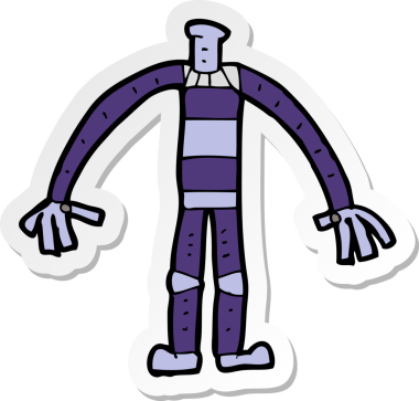 Bir insan tarafından çizilmiş robot vücudunun çıkartması.