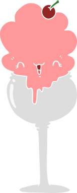 Bir insan tarafından çizilmiş şirin düz renkli karikatür dondurma çölü.