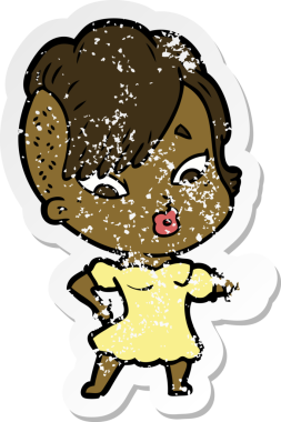 Bir insan tarafından çizilmiş üzgün bir karikatür çıkartması.