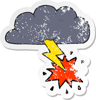 Bir insan tarafından çizilmiş bir karikatür gökgürültüsü çıkartması.