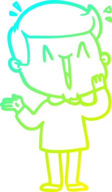 Bir insan tarafından çizilmiş, heyecanlı bir çizgi film çizimi.