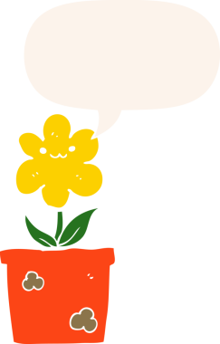 bir insan tarafından çizilmiş retro tarzı konuşma baloncuklu karikatür bitkisi