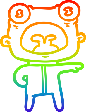 Gökkuşağı gradyanı çizimi bir çizgi film. Bir insan tarafından çizilmiş garip bir uzaylı.