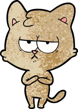 Bir insan tarafından çizilmiş sıkıcı çizgi film kedisi.