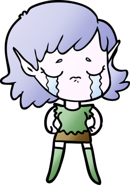 Bir insan tarafından çizilmiş ağlayan elf kızı.