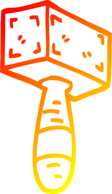 Bir insan tarafından çizilmiş karikatür çekicin sıcak eğimli çizgisi.