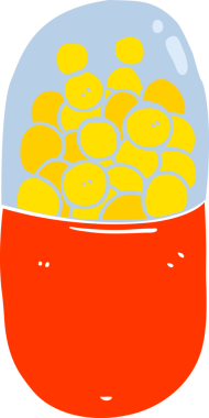 Bir insan tarafından çizilmiş düz renkli çizgi film hapı