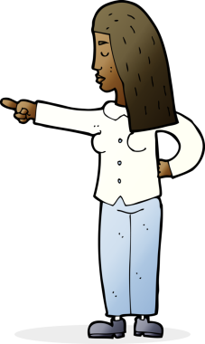 Bir insan tarafından çizilmiş çizgi film kadını.