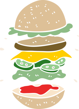 Bir insan tarafından çizilmiş kocaman bir hamburger.