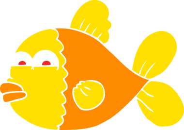 Bir insan tarafından çizilmiş balığın düz renk çizimi