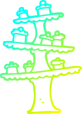 Bir insan tarafından çizilmiş bir pasta standının soğuk gradyan çizgisi.