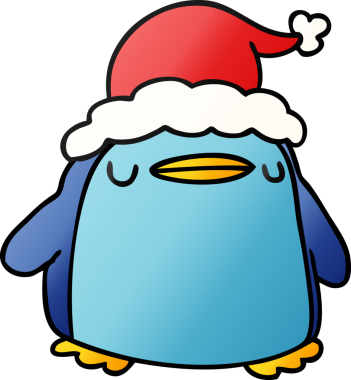 Bir insan tarafından çizilmiş Kawaii pengueninin el çizimi gradyanı.