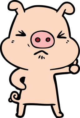 Bir insan tarafından çizilmiş kızgın domuz çizgi filmi.