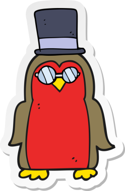 Bir insan tarafından çizilmiş Robin çizgi filminin çıkartması.