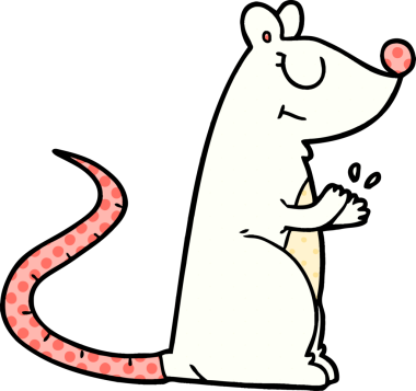 bir insan tarafından çizilmiş beyaz fare çizgi filmi