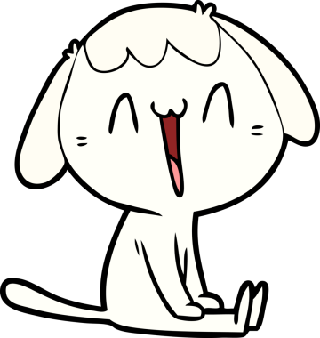 Bir insan tarafından çizilmiş gülen bir köpek.