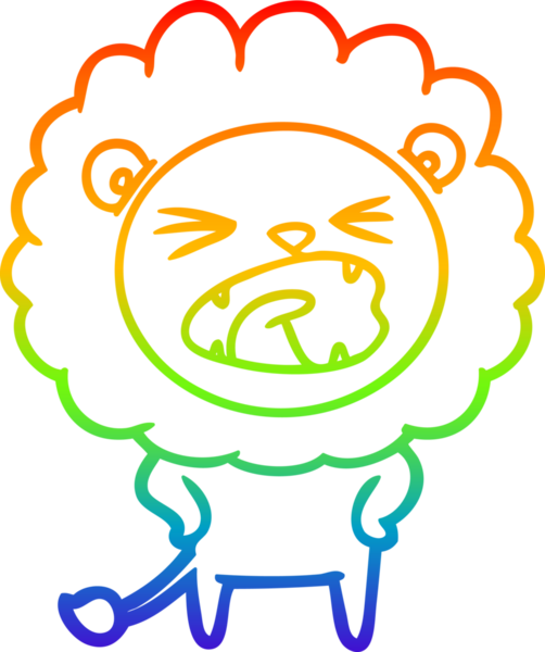 gökkuşağı gradyan çizgi çizimi bir insan tarafından çizilmiş bir aslan