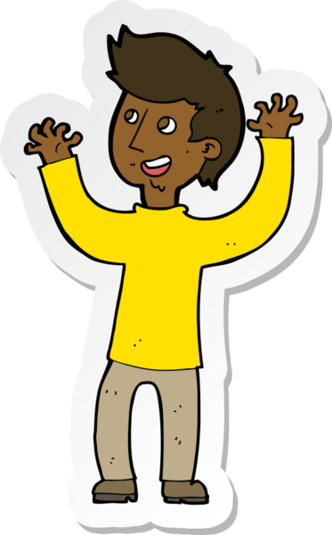 Bir insan tarafından çizilmiş mutlu bir adamın çıkartması.