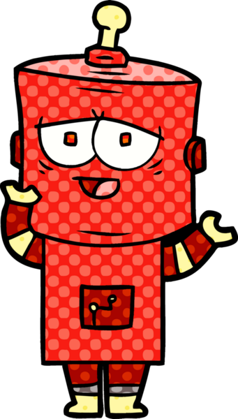 Bir insan tarafından çizilmiş çizgi film robotu