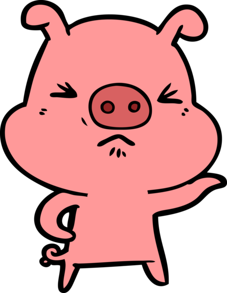 Bir insan tarafından çizilmiş kızgın domuz çizgi filmi.