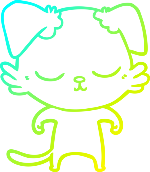 Bir insan tarafından çizilmiş şirin bir çizgi köpeğin soğuk gradyan çizgisi.