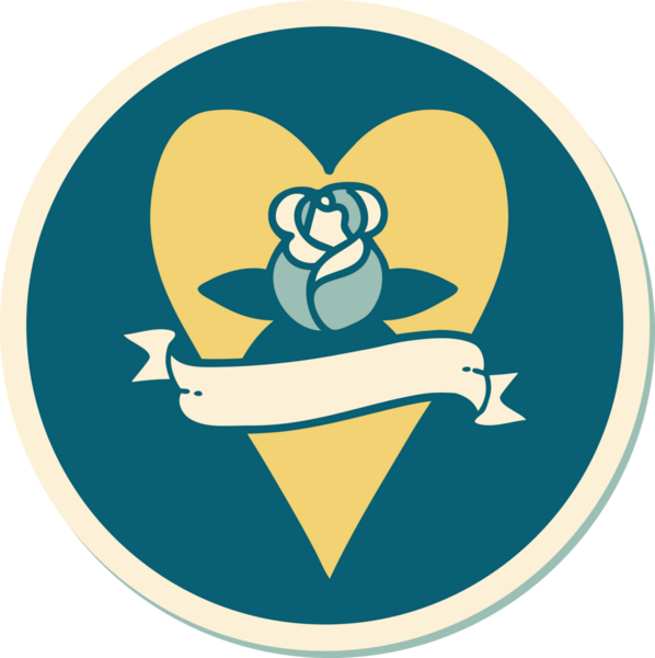 Bir insan tarafından çizilmiş, geleneksel kalp şeklinde dövme çıkartması.