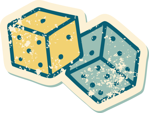 Bir insan tarafından çizilmiş şanslı zarların sembolik desenli dövme stili