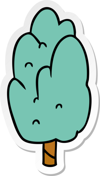 El çizimi karikatür karalaması bir insan tarafından çizilmiş tek yeşil ağaç